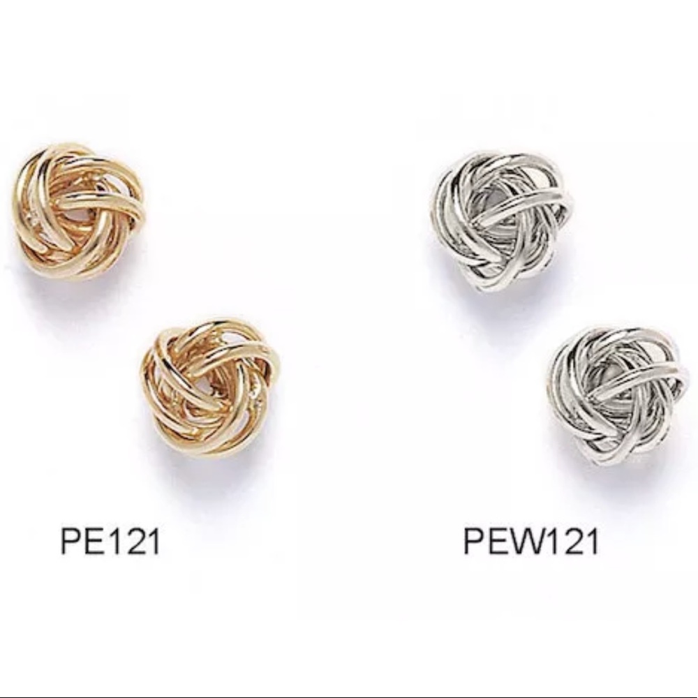 14k Solid White/Yellow Gold Knot Earrings